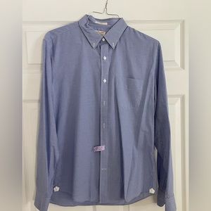 Blue and white gingham Thomas Mason J. Crew long sleeve, slim fit button down
